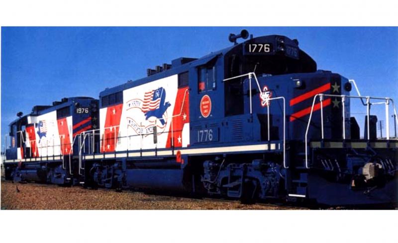 Missouri Pacific MP #1776 (212) Bicentennial Screaming Eagle Scheme Class GP7 & MP #1976 Class GP18u Road-Swithcer Diesel-Electric Locomotive (2-Unit) for Model Railroaders Inspiration