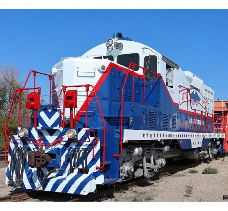 Colorado & Wyoming Railway CW #102 The Patriot Red White Blue Scheme EMD GP7 Diesel-Electrc Road-Switcher Locomotive for Model Railroaders Inspiration